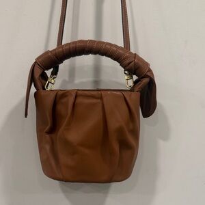 STAUD Rich Brown Leather Shoulder Bag
